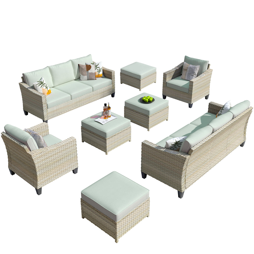 Ovios Athena Series Outdoor Patio Furniture Set 8-Piece with Cushions All Weather Wicker