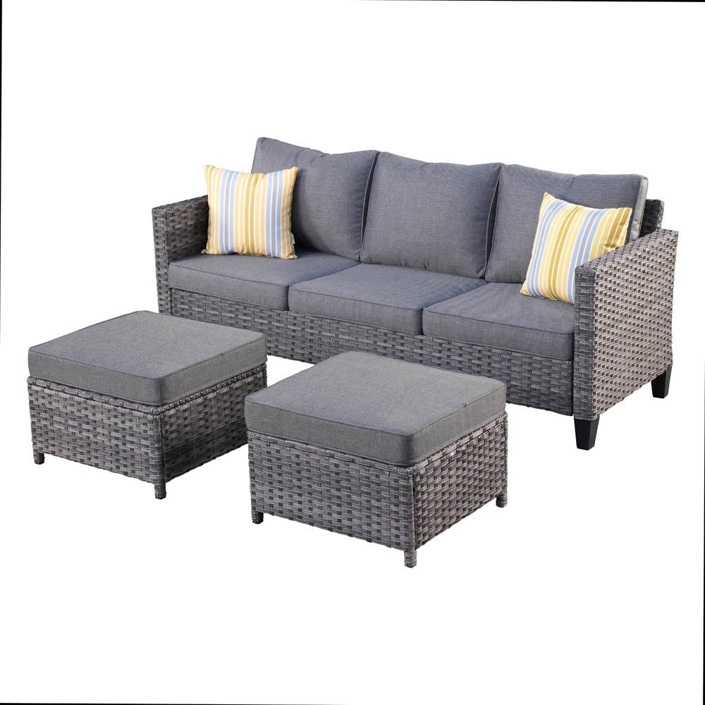 Ovios Outdoor Couch New Vultros 3-Piece High Back with Ottoman