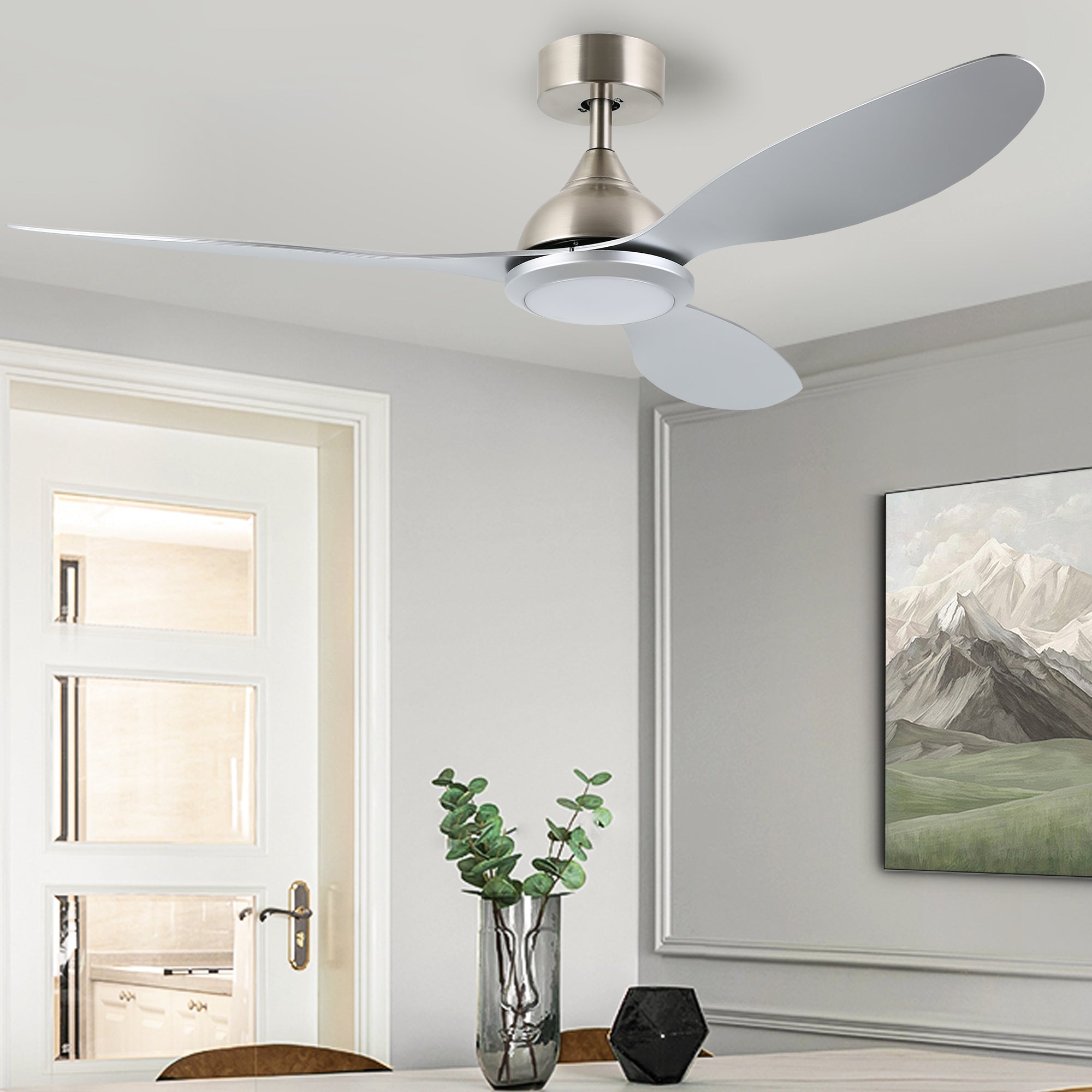 OVIOS 52‘’ Remote Control Ceiling Fan Reversible 3 Blades with LED Light and 6 Wind Speeds, DC Motor