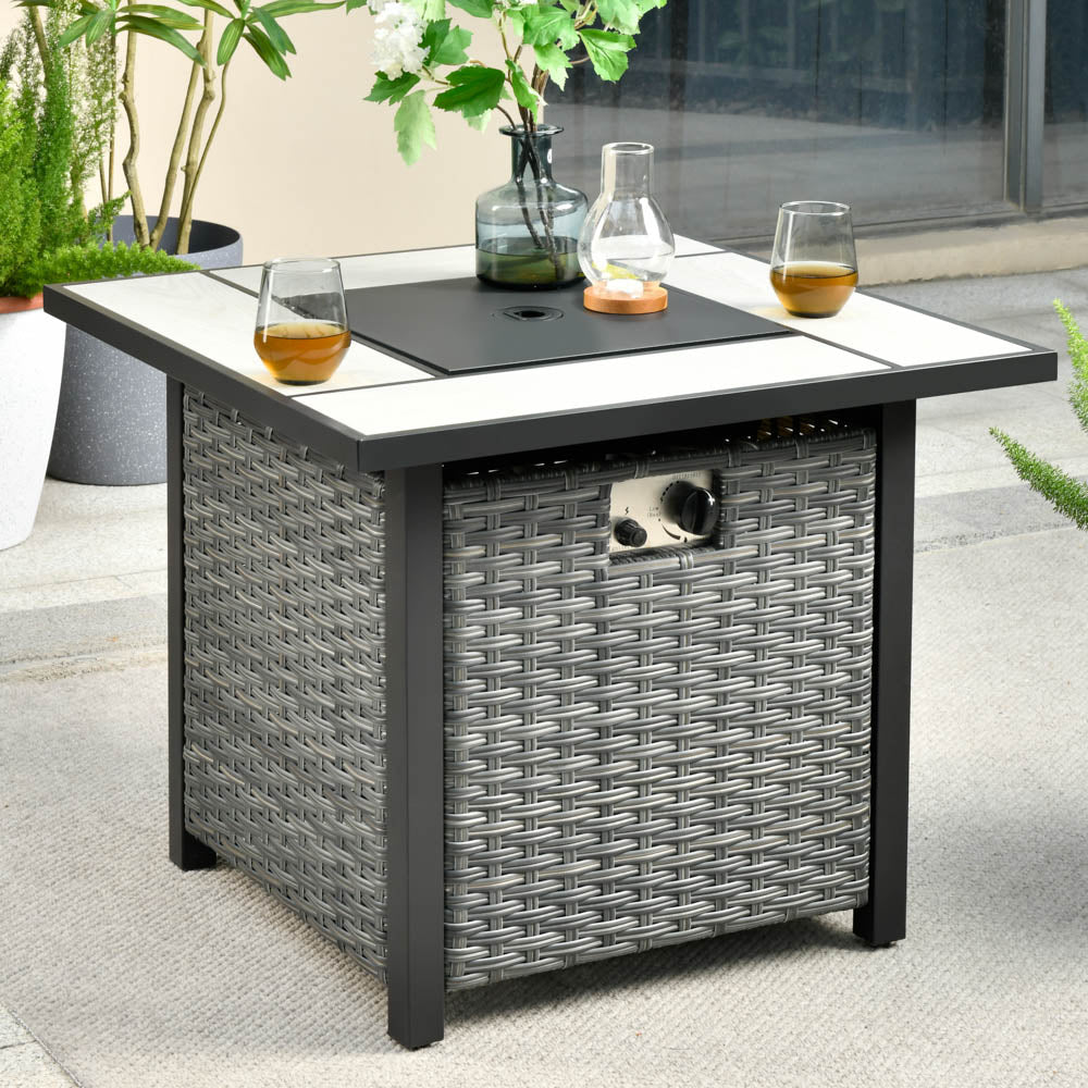 OVIOS Patio Propane Outdoor 30'' Fire Pit Table with Lid for Pet Sofa Series