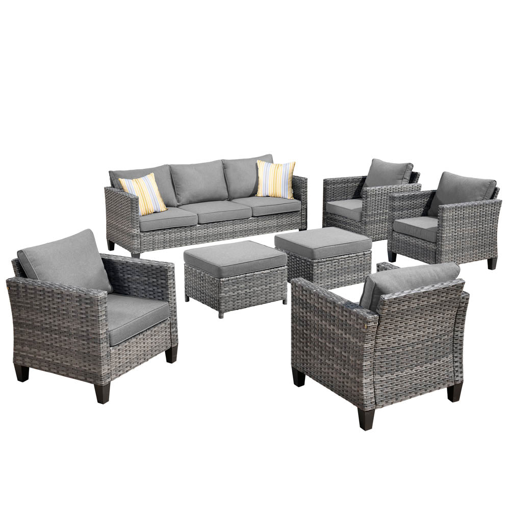 Ovios Patio Furniture Set New Vultros 7-Piece High Back with Cushions