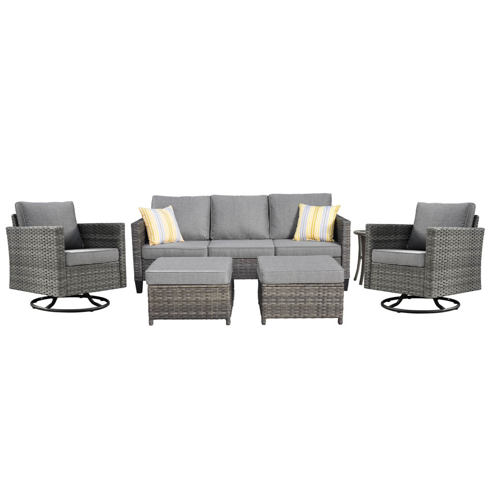 Ovios Patio Furniture Set 6-Piece with Swivel Rocking Chairs and Table