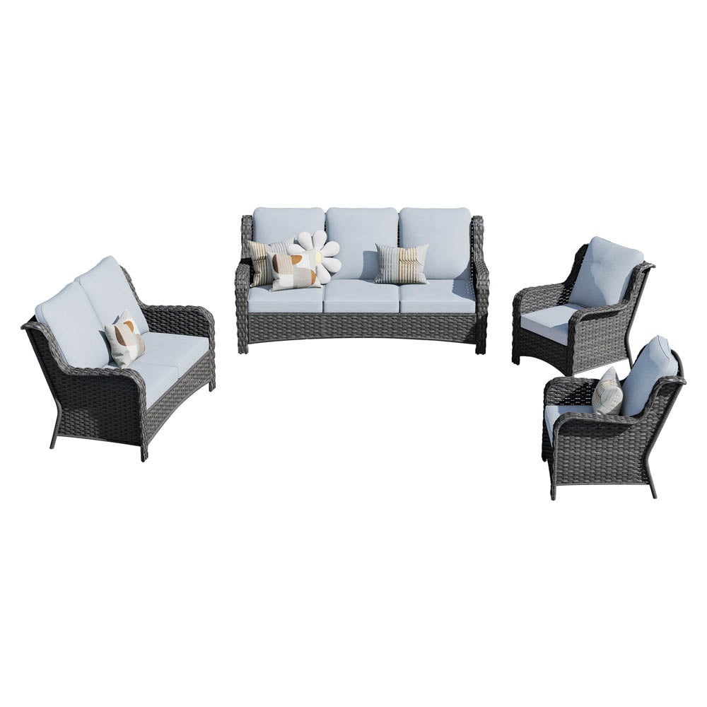 Ovios Patio Kenard 4-Piece Conversation Set with Loveseat