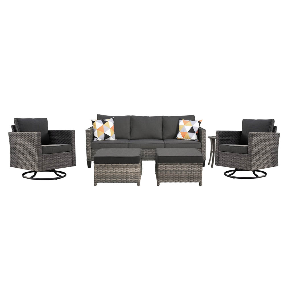 Ovios Patio Furniture Set 6-Piece with Swivel Rocking Chairs and Table