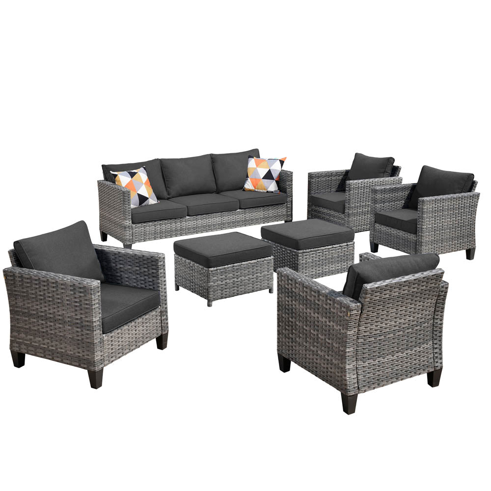 Ovios Patio Furniture Set New Vultros 7-Piece High Back with Cushions