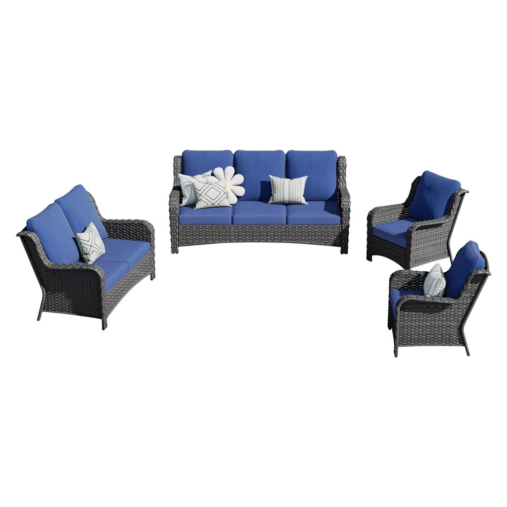 Ovios Patio Kenard 4-Piece Conversation Set with Loveseat