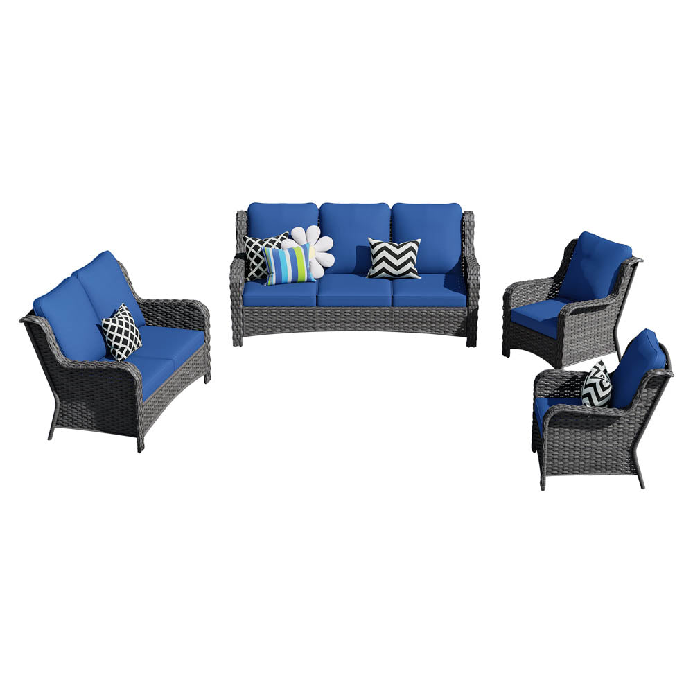 Ovios Patio Kenard 4-Piece Conversation Set with Loveseat