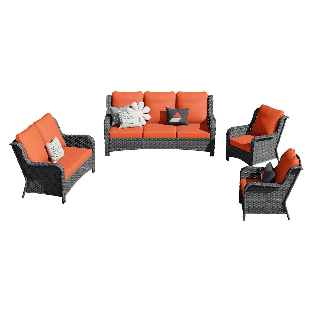 Ovios Patio Kenard 4-Piece Conversation Set with Loveseat