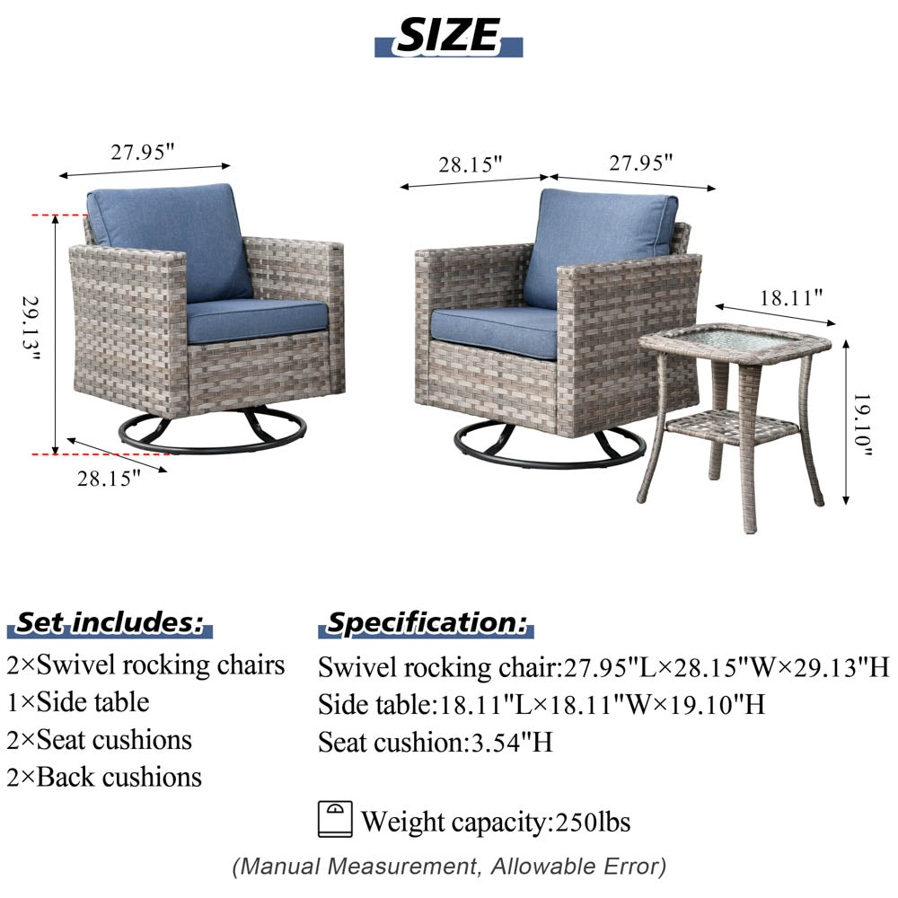 OVIOS Rocking Chair Outdoor Table and Chairs matching BBR broad handrails series