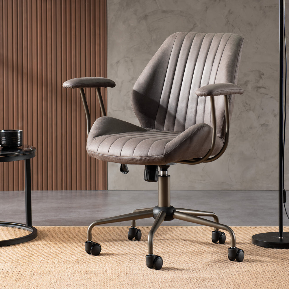 Ovios Office Chair Suede Fabric for Executive or Home Office Ergonomic Chair-Dark Grey