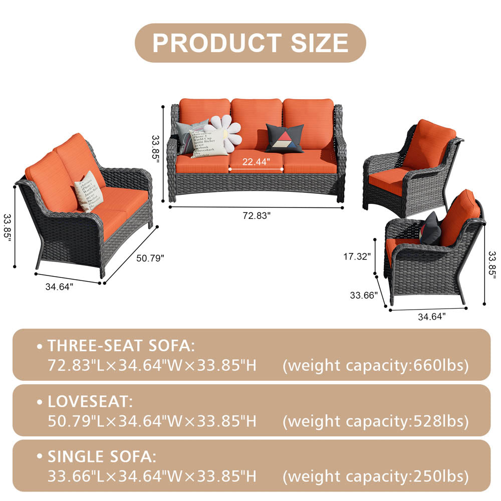 Ovios Patio Kenard 4-Piece Conversation Set with Loveseat