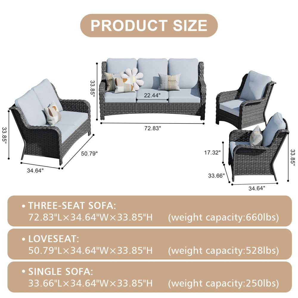 Ovios Patio Kenard 4-Piece Conversation Set with Loveseat