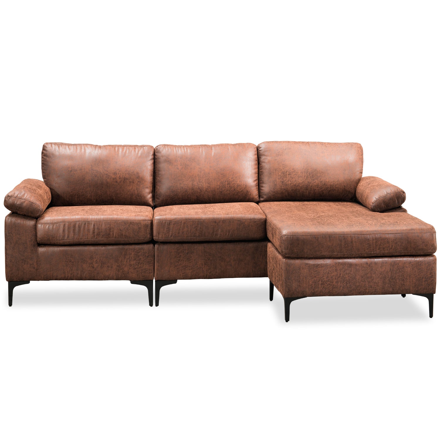 Ovios Living Room Reversible Sofa Chaise 100.40" Wide with Ottoman