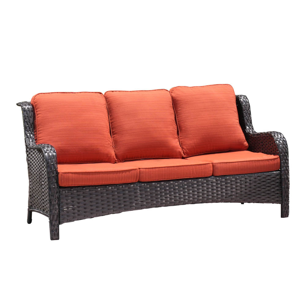 Ovios Patio Kenard 5-Piece Conversation Set with Loveseat and Tempered Glass Table