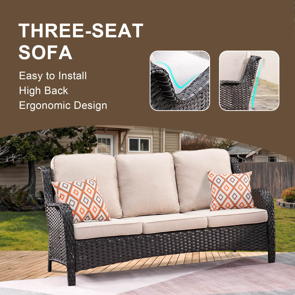 OVIOS Patio Kenard 2-Piece Conversation Set with Loveseat and Three-seat Couch