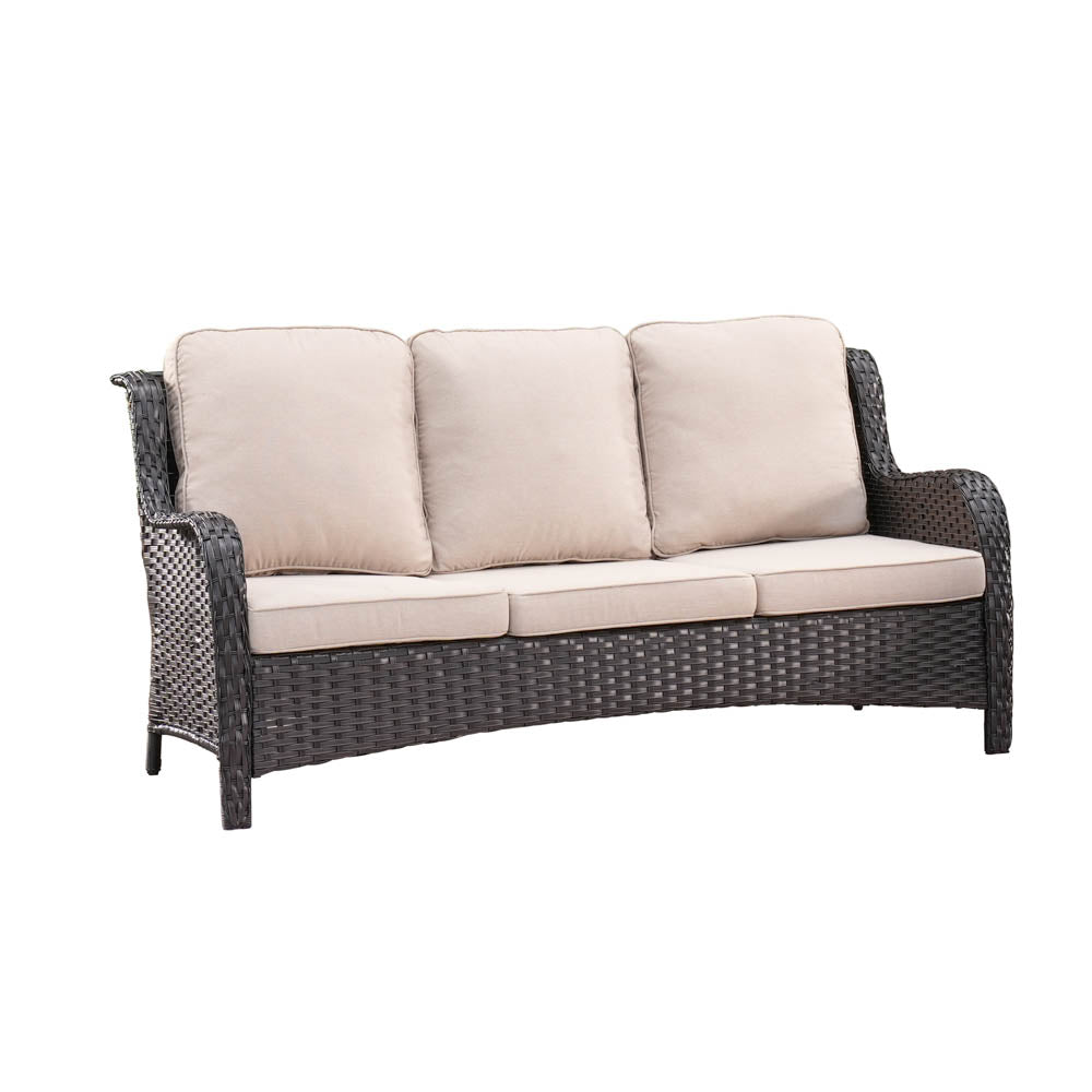 Ovios Patio Kenard 5-Piece Conversation Set with Loveseat and Tempered Glass Table