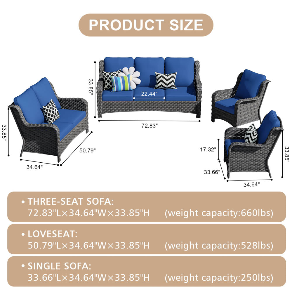 Ovios Patio Kenard 4-Piece Conversation Set with Loveseat
