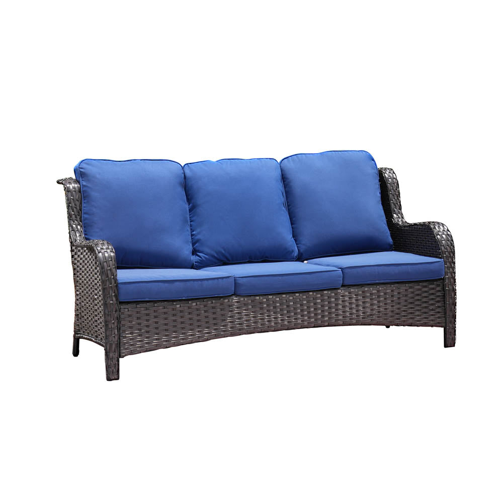 Ovios Patio Kenard 5-Piece Conversation Set with Loveseat and Tempered Glass Table