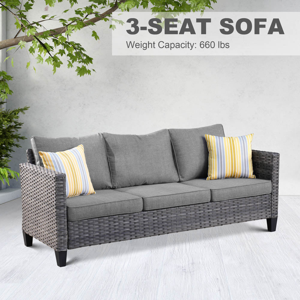 OVIOS Patio Vultros 8-Piece Set With Swivel Chair and Rectangle 42'' Propane Fire Pit Table