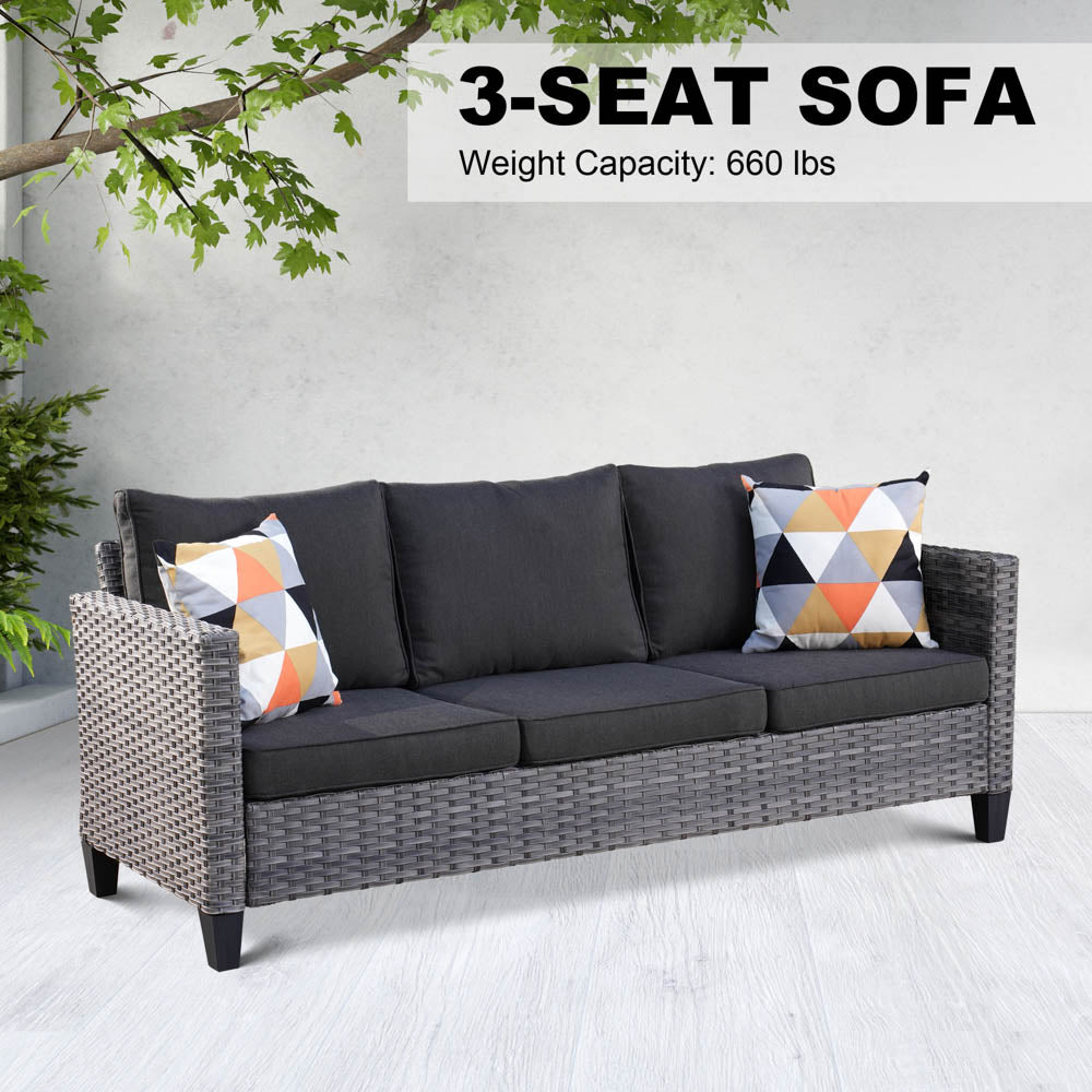 OVIOS Patio Vultros 8-Piece Set With Swivel Chair and Rectangle 42'' Propane Fire Pit Table