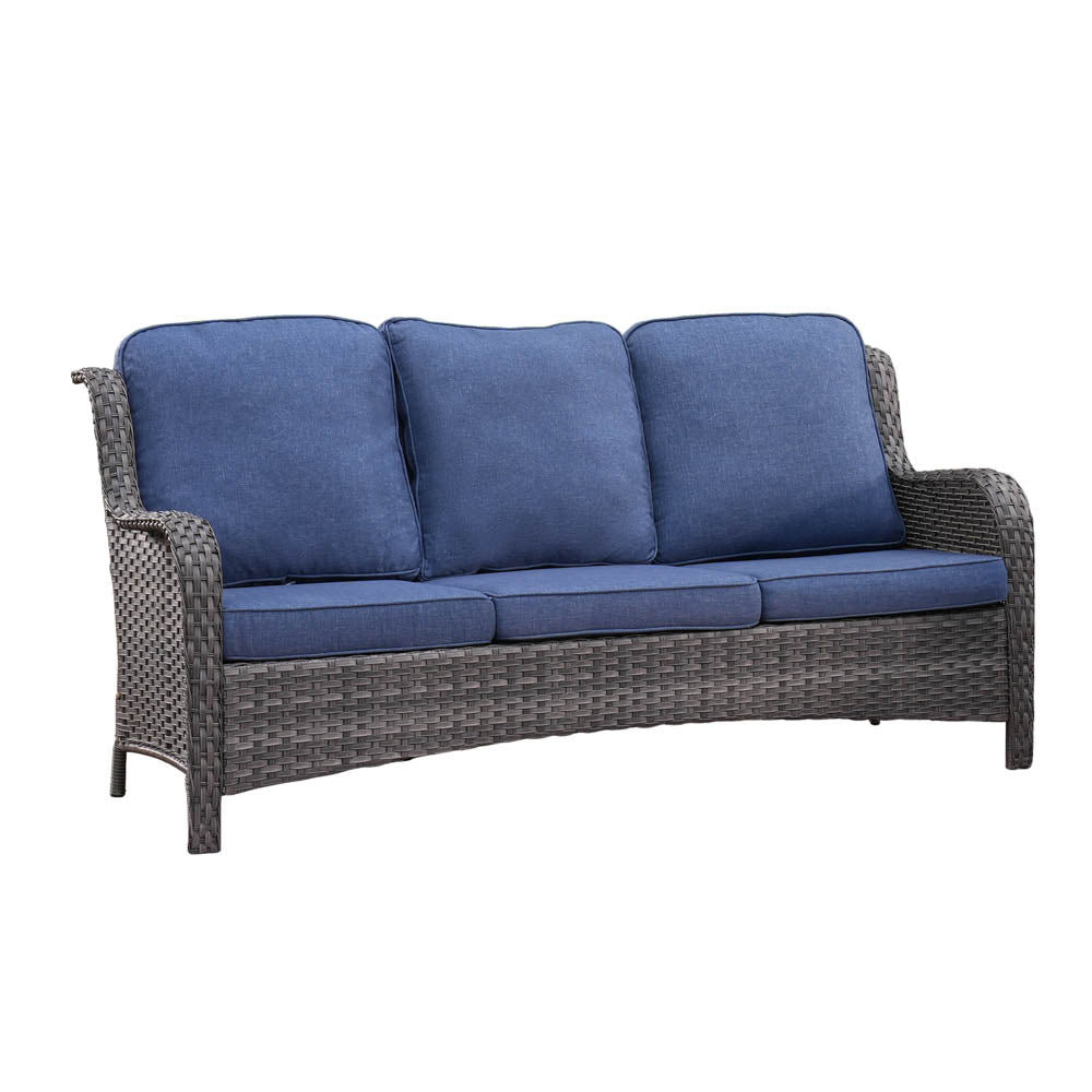 Ovios Patio Kenard 5-Piece Conversation Set with Loveseat and Tempered Glass Table