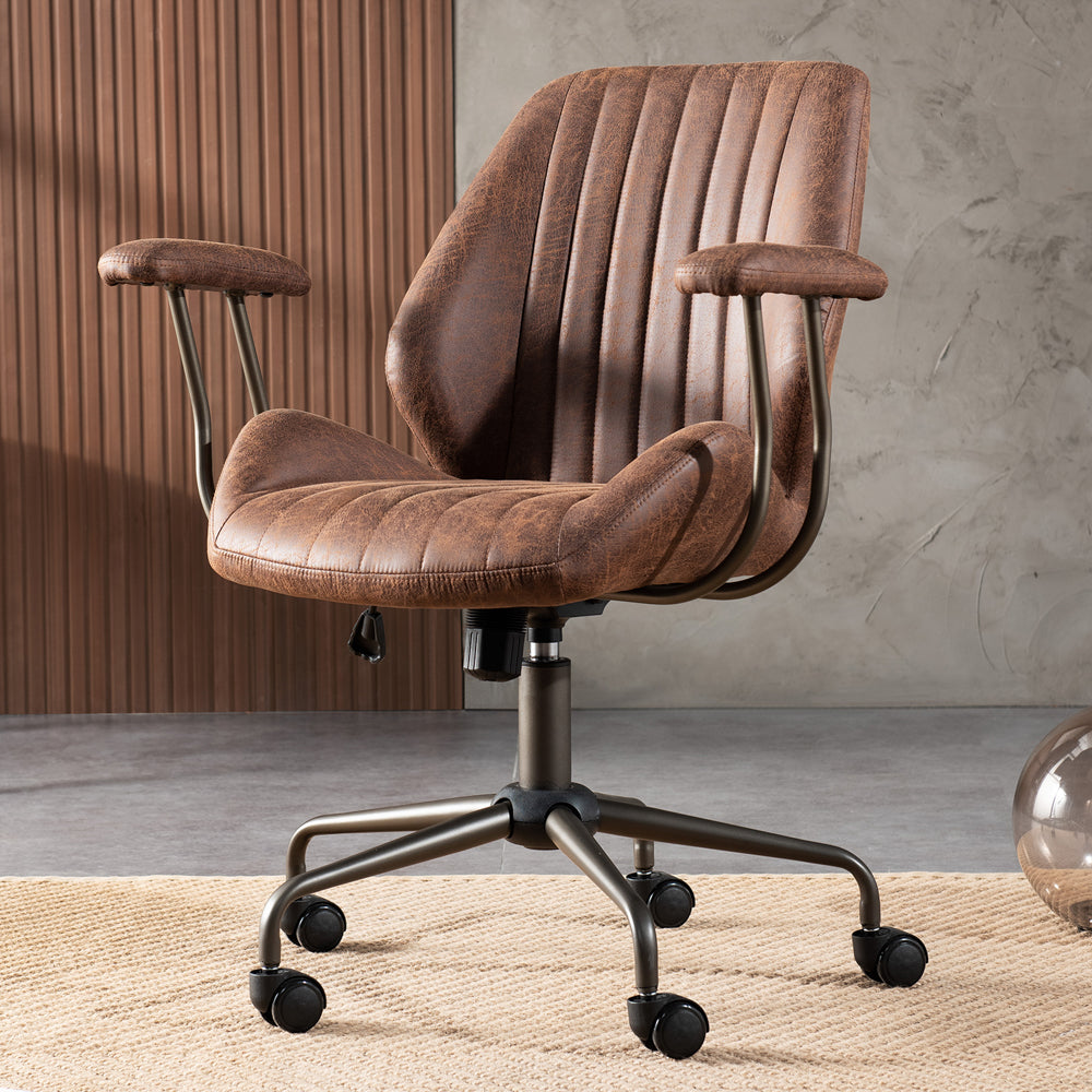 Ovios Office Chair Suede Fabric for Executive and Home Office Ergonomic Chair-Dark Brown