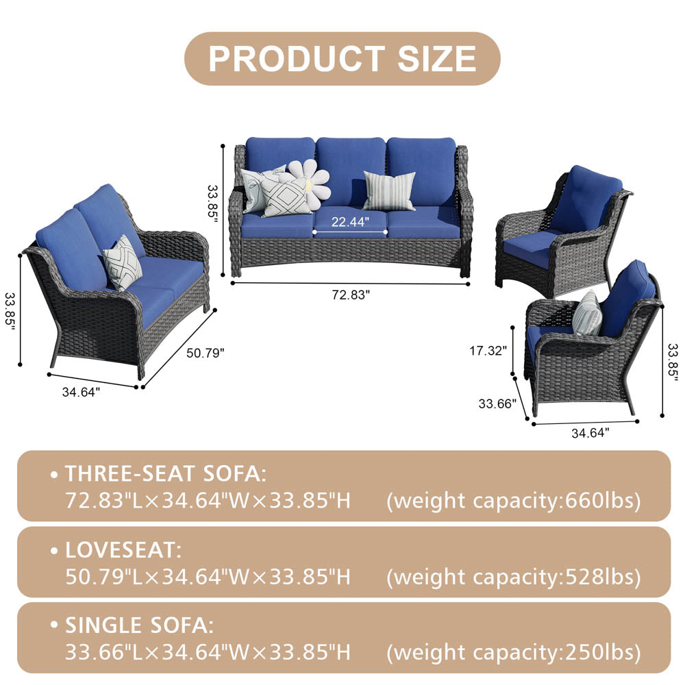 Ovios Patio Kenard 4-Piece Conversation Set with Loveseat