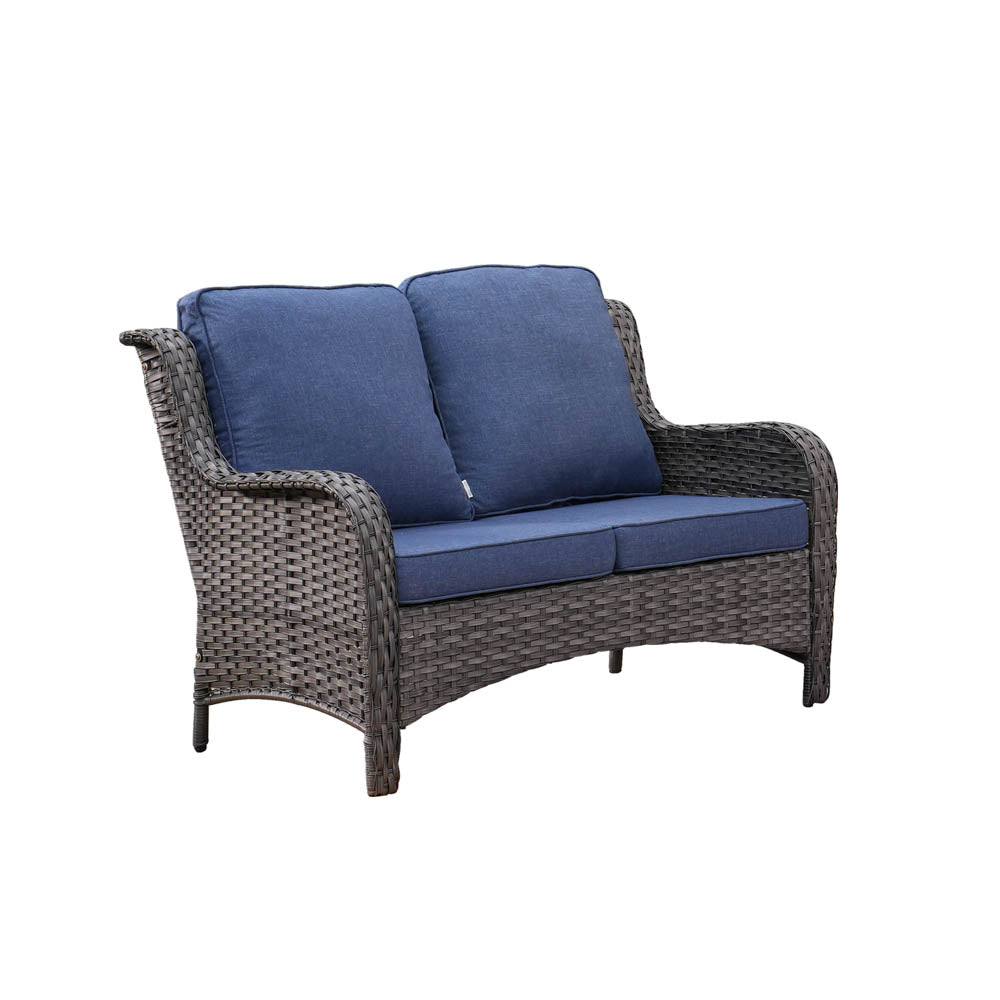 Ovios Patio Kenard 5-Piece Conversation Set with Loveseat and Tempered Glass Table