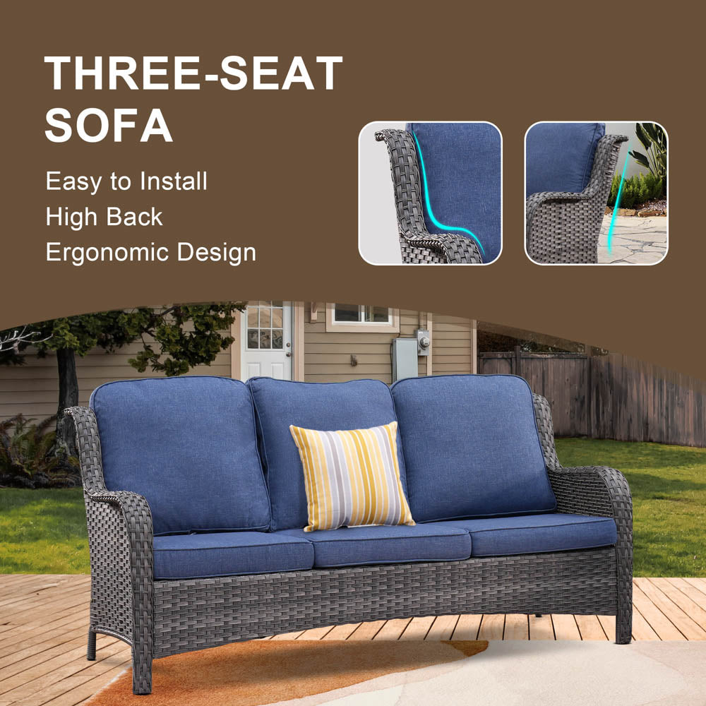 OVIOS Patio Kenard 2-Piece Conversation Set with Loveseat and Three-seat Couch