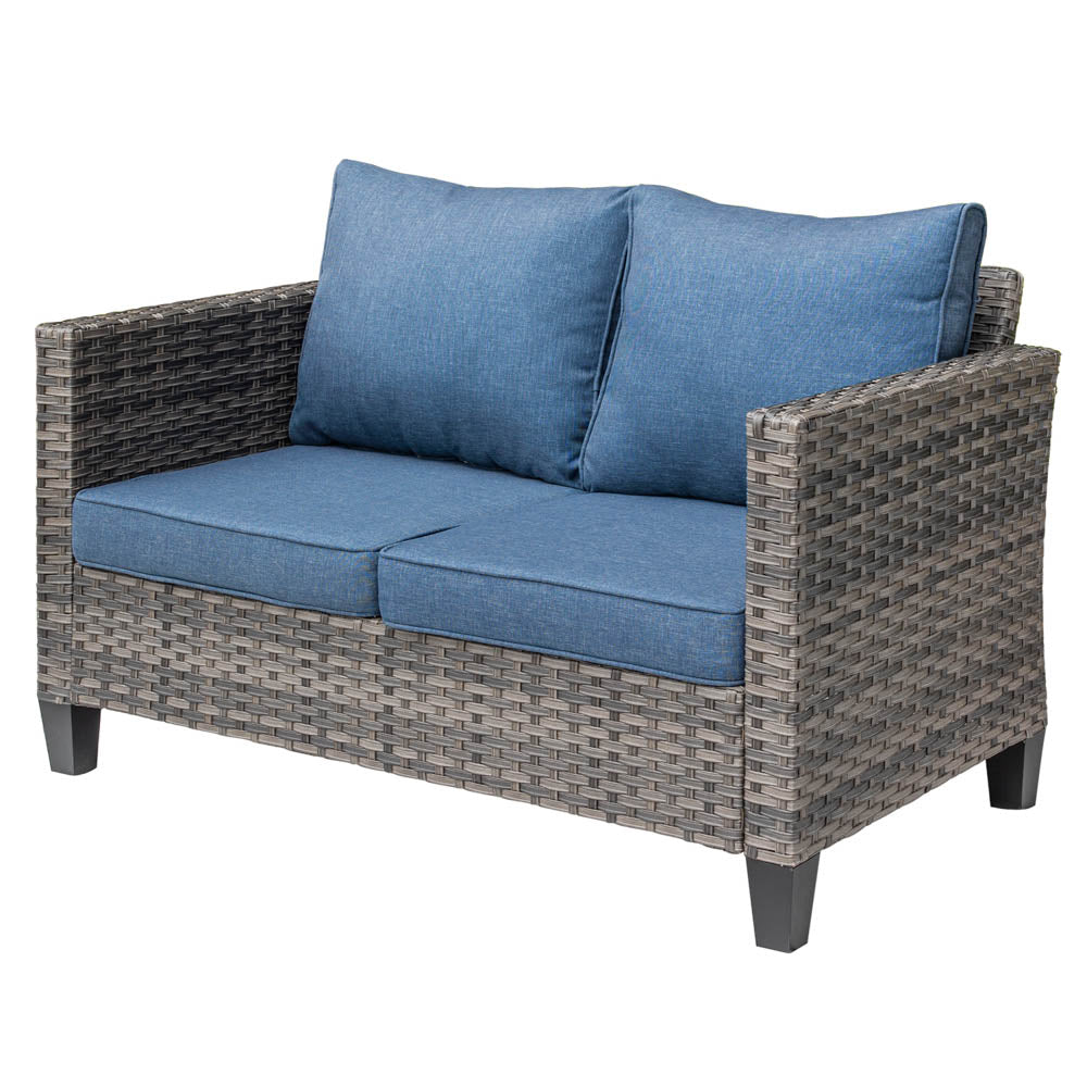 Ovios Patio Vultros Furniture Set 7-Person Seating with 30'' Propane Fire Pit Table