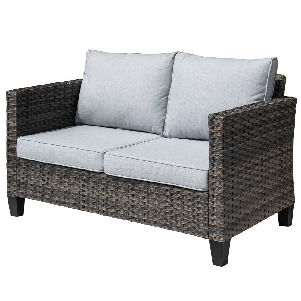 Ovios Patio Vultros Furniture Set 7-Person Seating with 30'' Propane Fire Pit Table