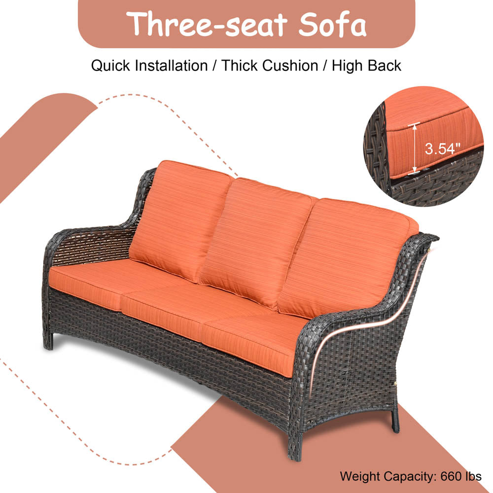 OVIOS Patio Kenard 6-Piece Conversation Set with 42'' Rectangle Propane Fire Pit Table and Rocking Chairs