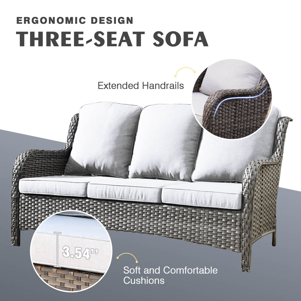 OVIOS Patio Kenard 6-Piece Conversation Set with 30'' Propane Fire Pit Table and Rocking Chairs