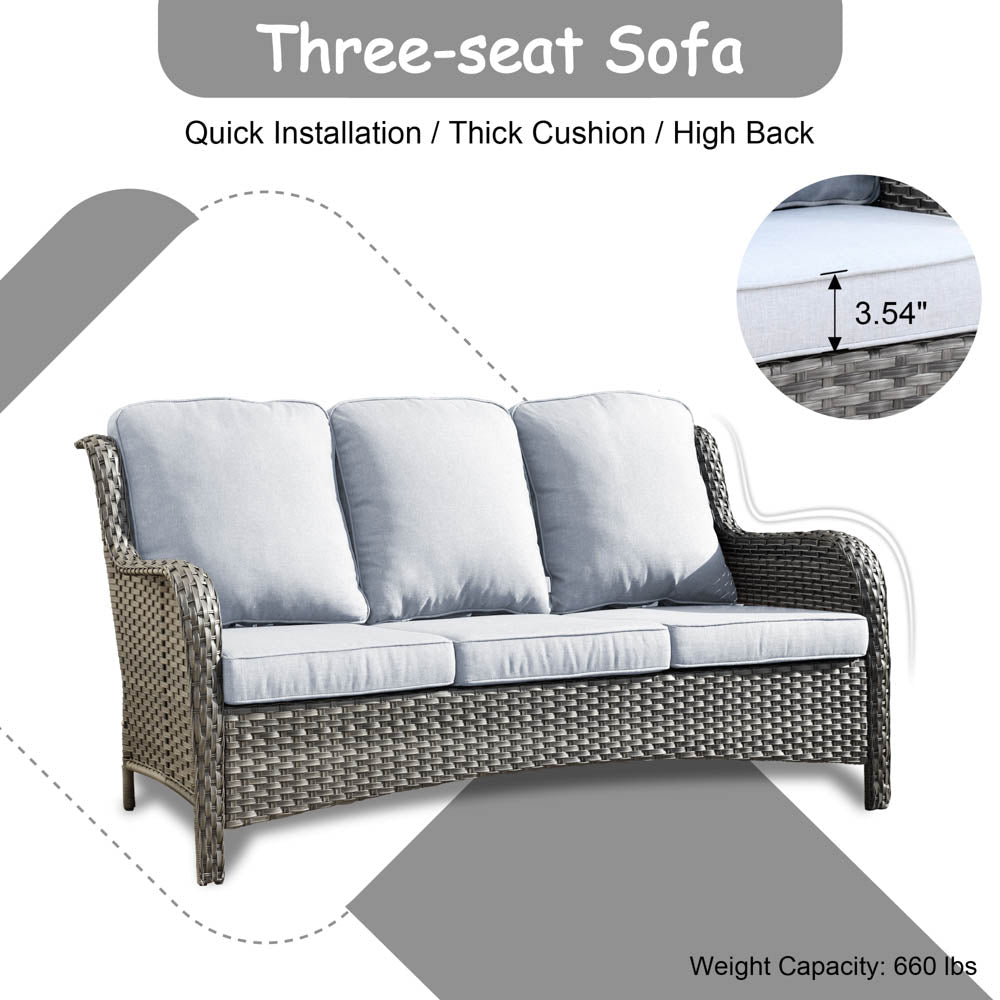 OVIOS Patio Kenard 6-Piece Conversation Set with 42'' Rectangle Propane Fire Pit Table and Rocking Chairs