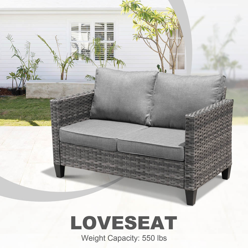 OVIOS Patio Vultros 8-Piece Set With Swivel Chair and Rectangle 42'' Propane Fire Pit Table