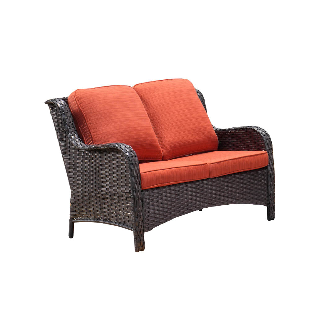 Ovios Patio Kenard 5-Piece Conversation Set with Loveseat and Tempered Glass Table