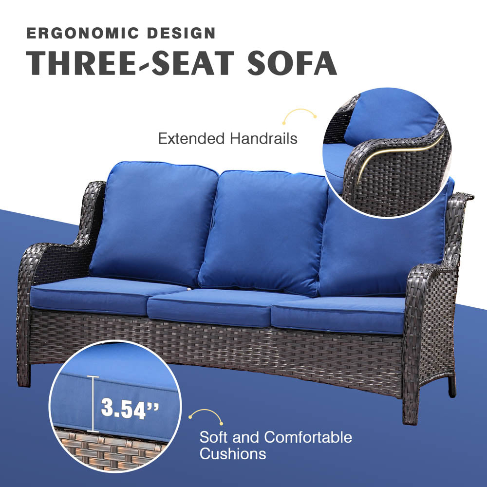 OVIOS Patio Kenard 6-Piece Conversation Set with 30'' Propane Fire Pit Table and Rocking Chairs