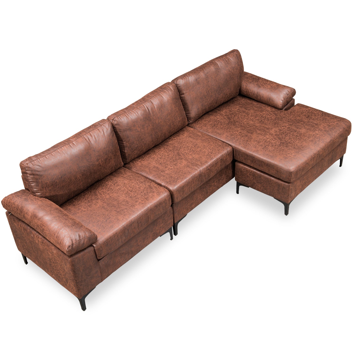 Ovios Living Room Reversible Sofa Chaise 100.40" Wide with Ottoman