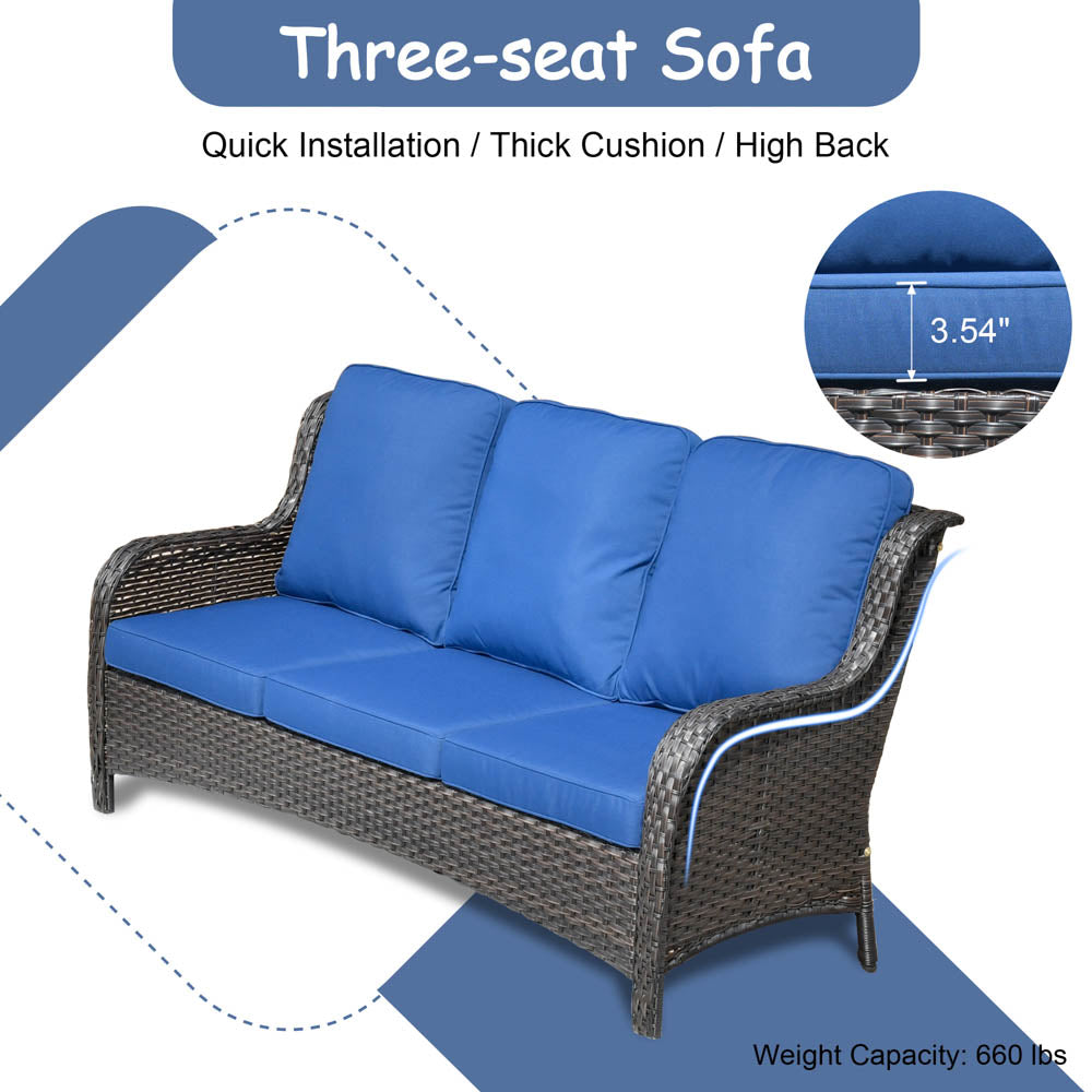 OVIOS Patio Kenard 6-Piece Conversation Set with 42'' Rectangle Propane Fire Pit Table and Rocking Chairs