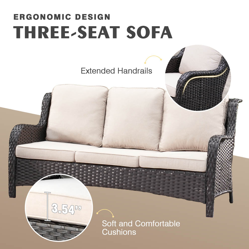 OVIOS Patio Kenard 6-Piece Conversation Set with 30'' Propane Fire Pit Table and Rocking Chairs