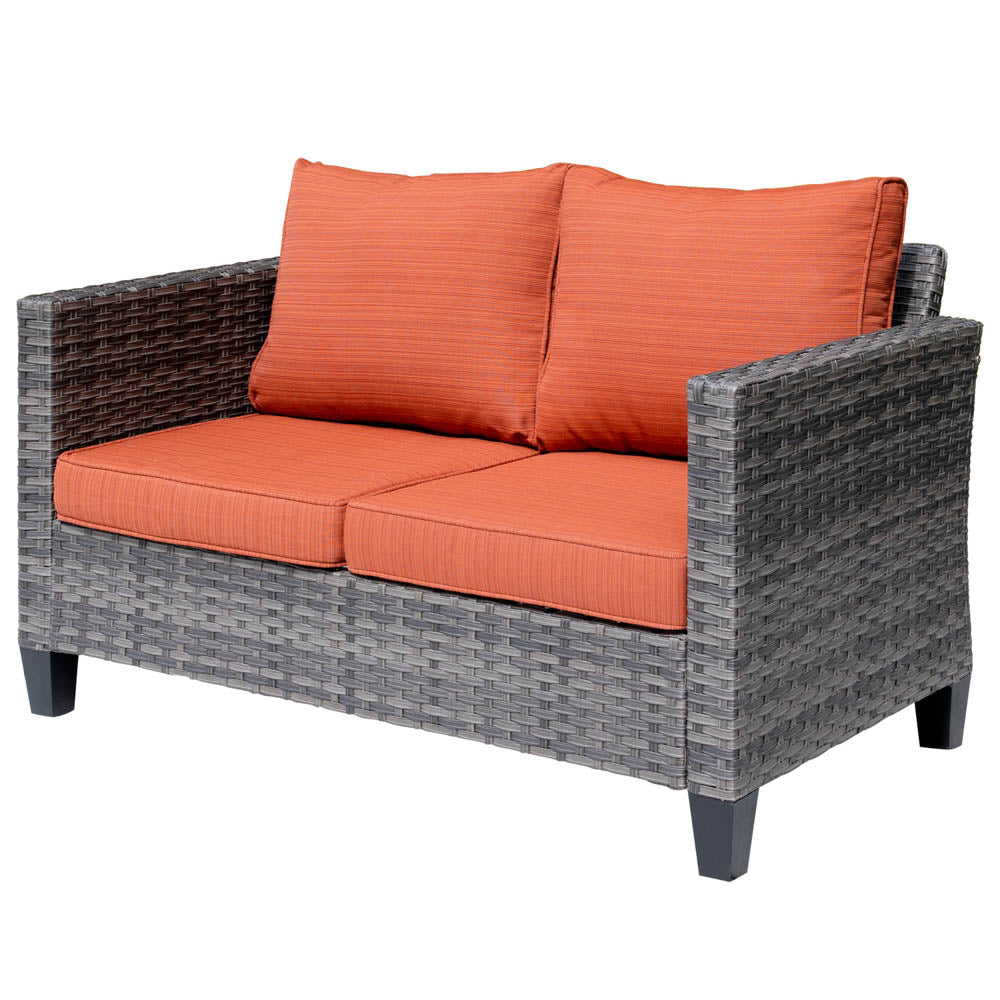 Ovios Patio Vultros Furniture Set 7-Person Seating with 30'' Propane Fire Pit Table