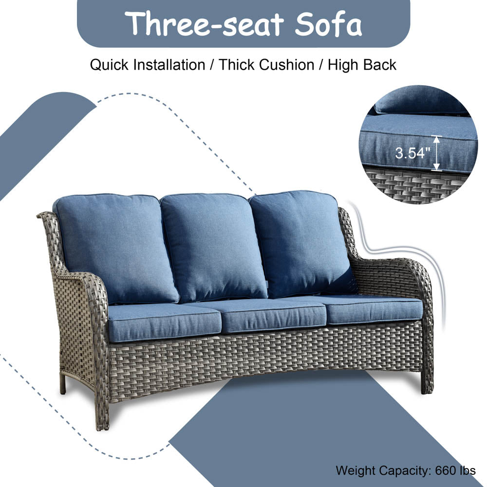 OVIOS Patio Kenard 6-Piece Conversation Set with 42'' Rectangle Propane Fire Pit Table and Rocking Chairs