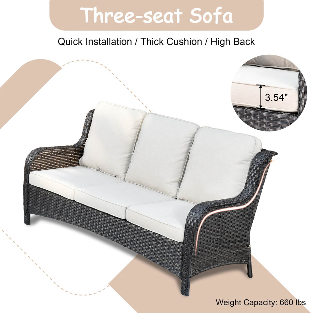 OVIOS Patio Kenard 6-Piece Conversation Set with 42'' Rectangle Propane Fire Pit Table and Rocking Chairs