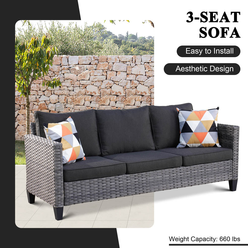 Ovios Patio Vultros Furniture Set 7-Person Seating with 30'' Propane Fire Pit Table