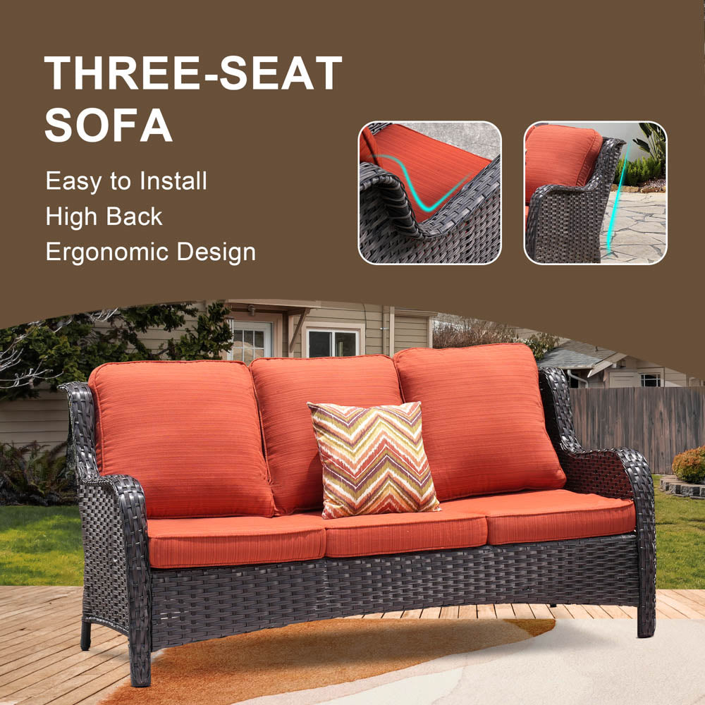 OVIOS Patio Kenard 2-Piece Conversation Set with Loveseat and Three-seat Couch