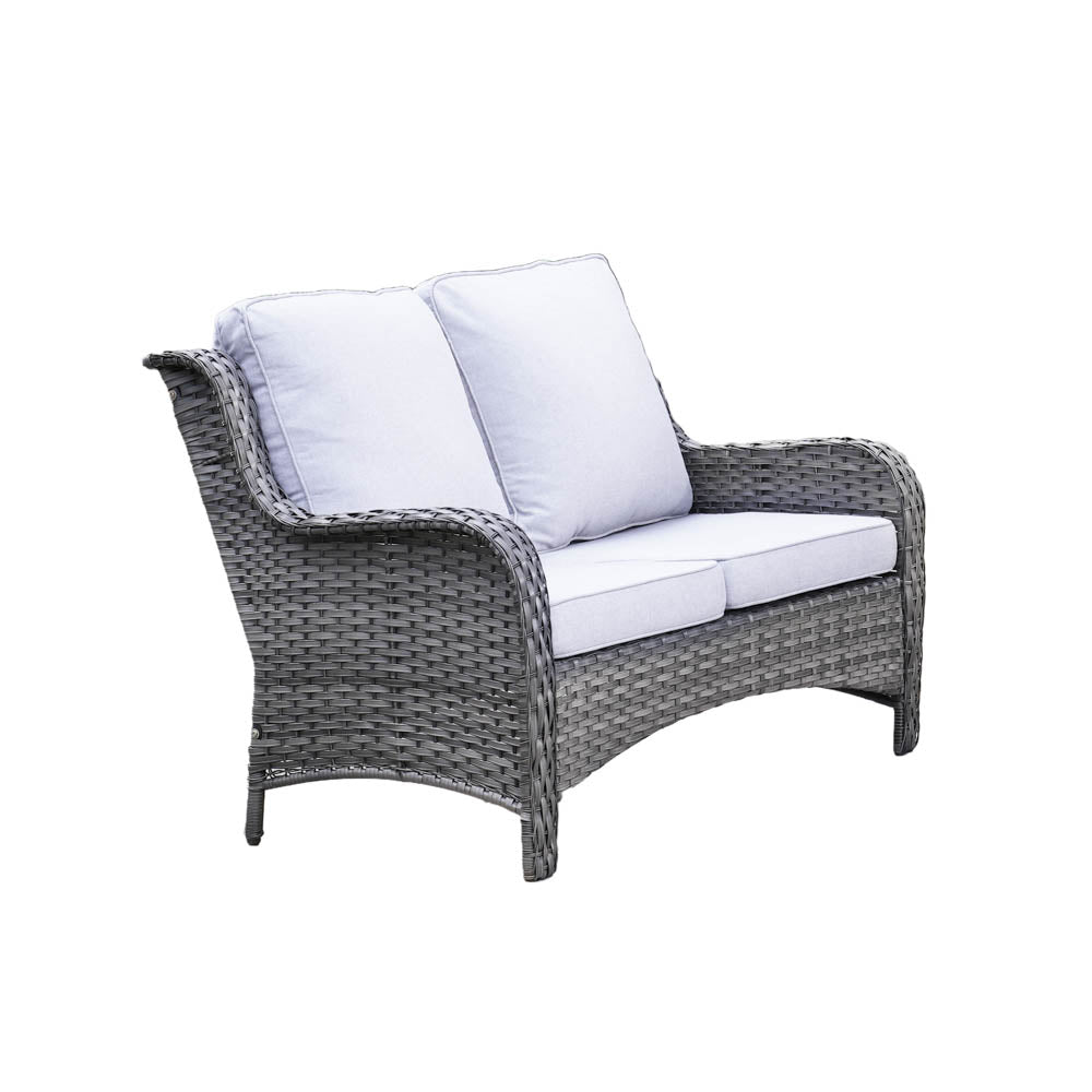 Ovios Patio Kenard 5-Piece Conversation Set with Loveseat and Tempered Glass Table