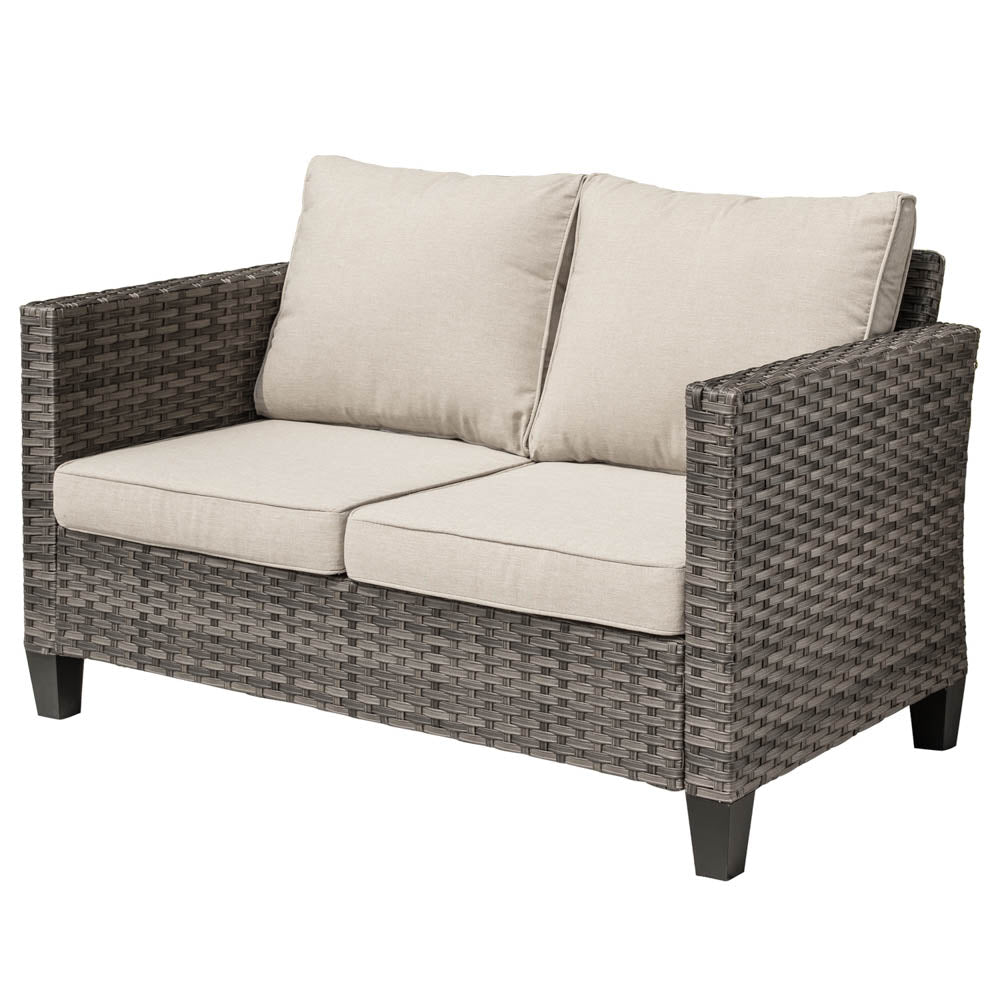 Ovios Patio Vultros Furniture Set 7-Person Seating with 30'' Propane Fire Pit Table