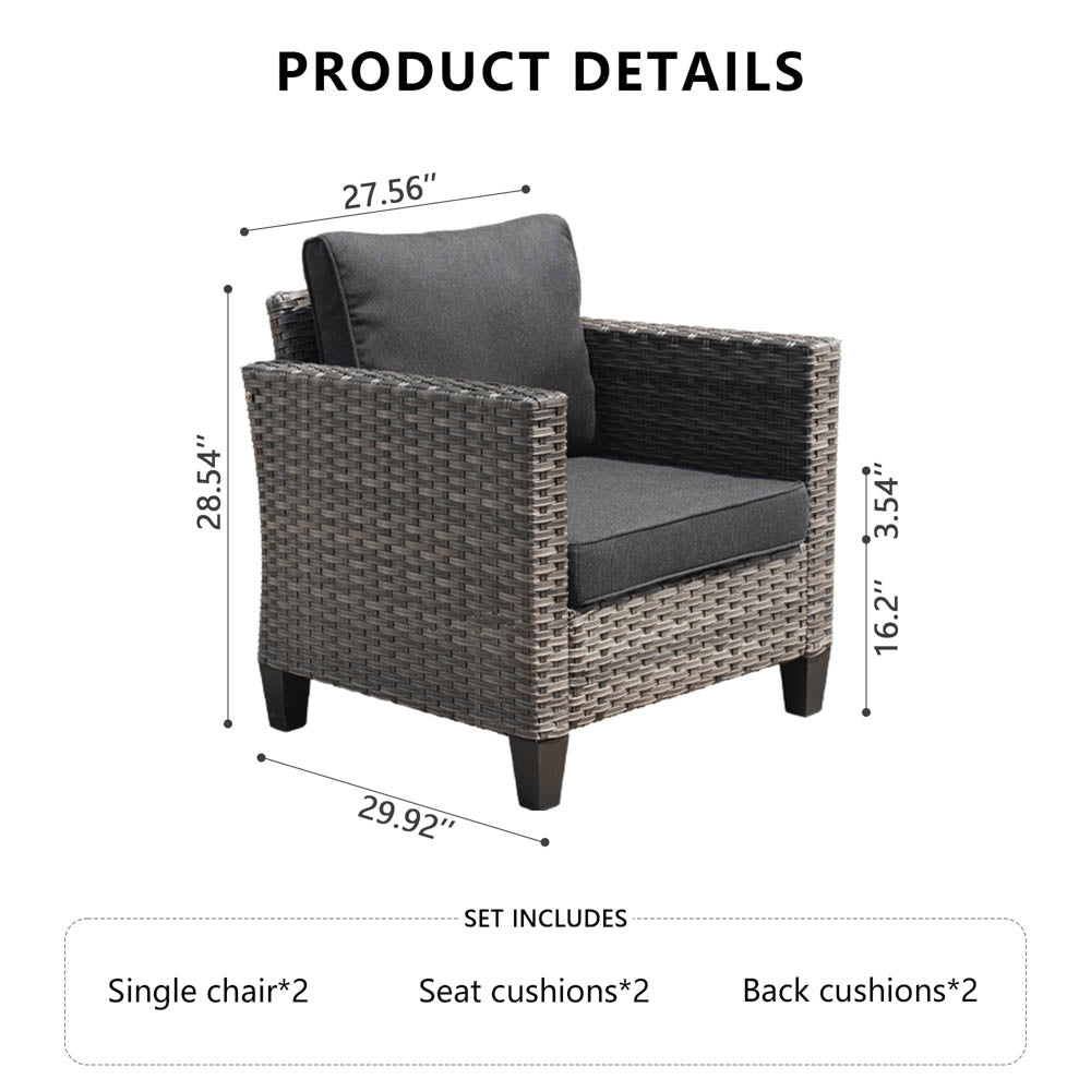 Ovios Patio Chairs New Vultros 2-Piece High Back Square Shape Armrest