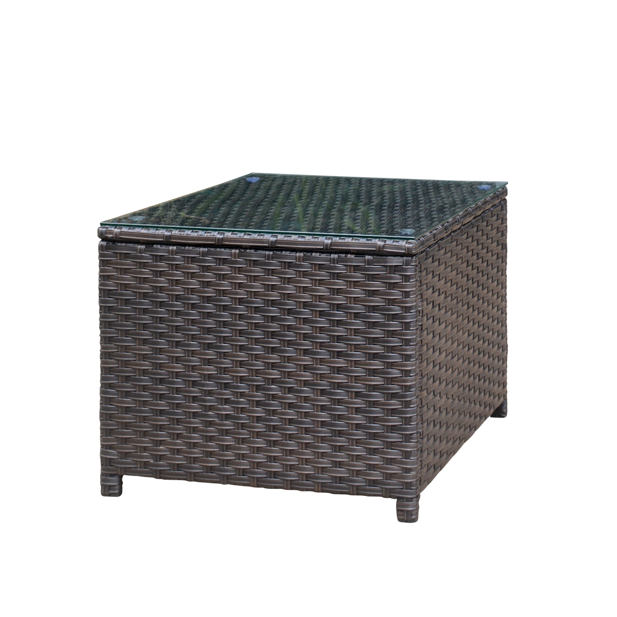 Ovios Brown Wicker Table with Glass Top for NTC Series