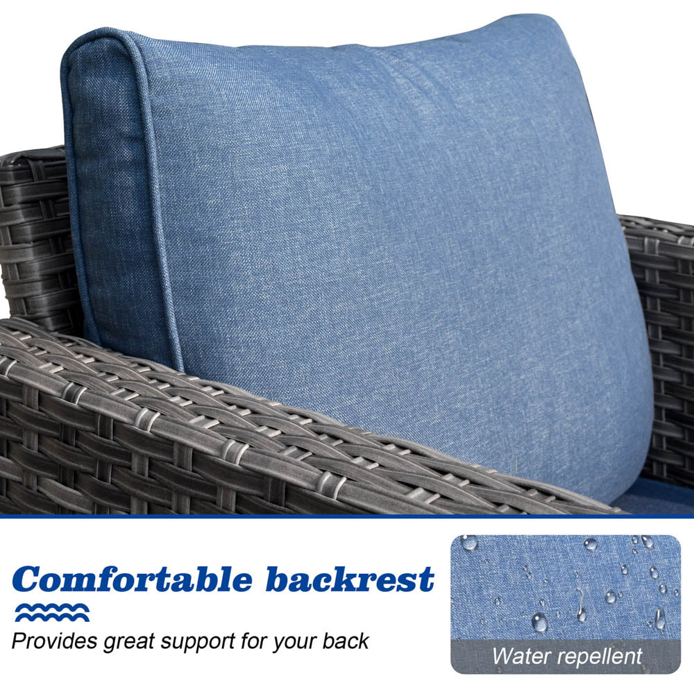 OVIOS Patio Vultros 8-Piece Set With Swivel Chair and Rectangle 42'' Propane Fire Pit Table